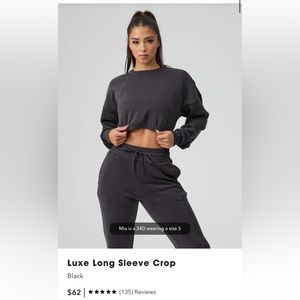 Buffbunny Luxe Long Sleeve Crop Onyx Black NWT